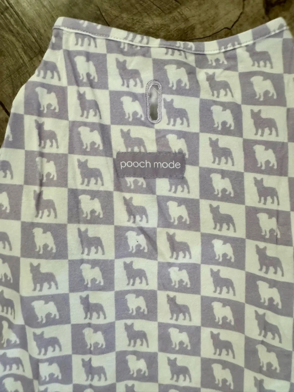 Pooch Mode Dog Outfit XL Bamboo Stretch‎ Lavender Check Frenchie Pug Print NWT